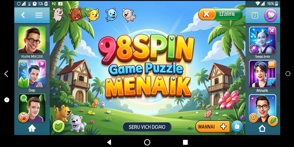 Screenshot gameplay 98SPIN menampilkan serangkaian teka-teki yang menarik.