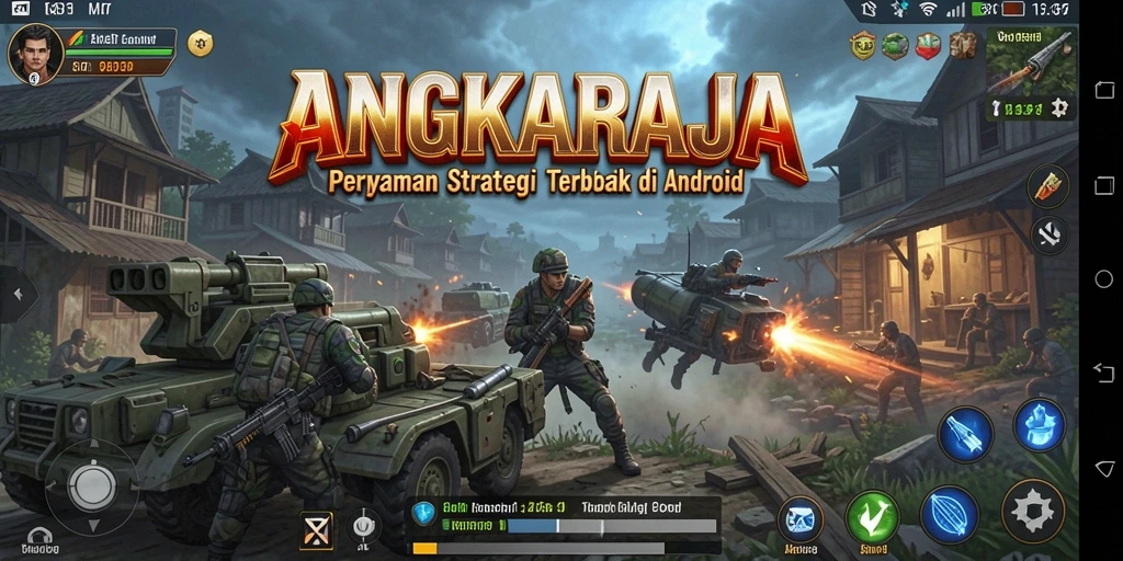 Screenshot gameplay ANGKARAJA menampilkan pertempuran strategis yang seru.