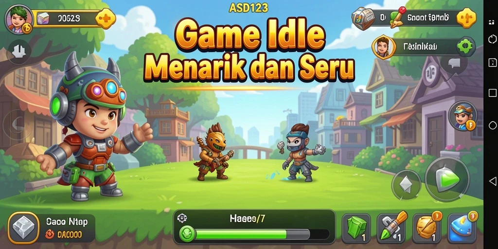 Screenshot gameplay ASD123 yang menunjukkan karakter sedang beraksi di dunia Idle.