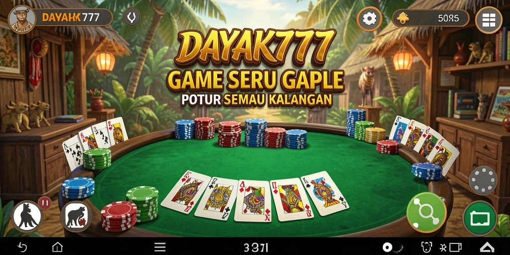 Screenshot gameplay DAYAK777 menampilkan suasana permainan Gaple yang seru.