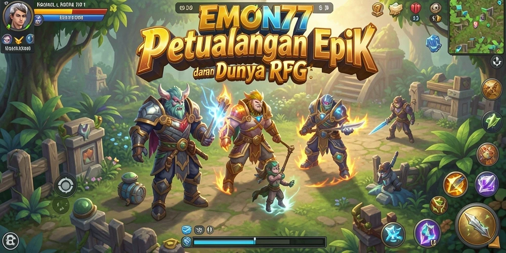 Screenshot gameplay EMON77 yang menampilkan aksi RPG menegangkan.