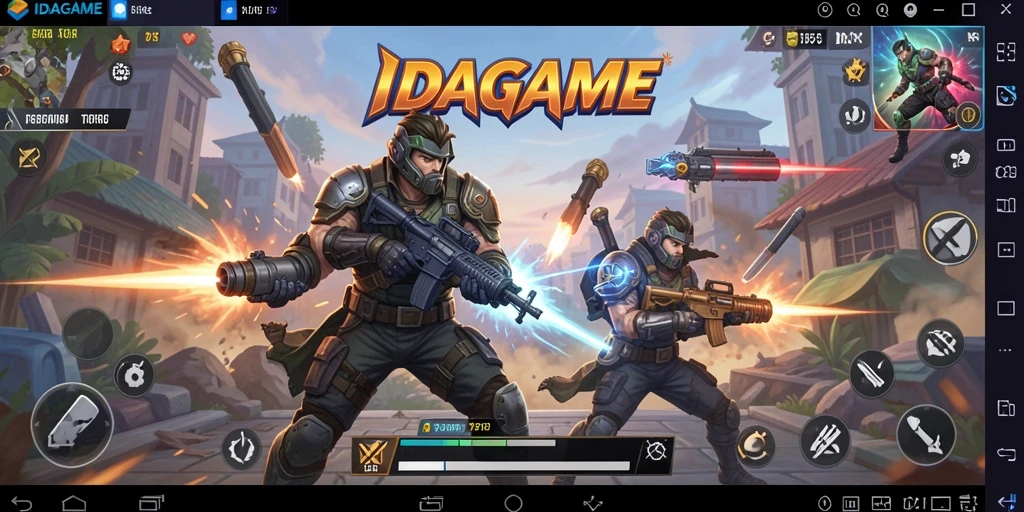 Screenshot utama IDAGAME menampilkan aksi seru di pertempuran TPS.