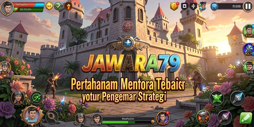 Tampilan gameplay JAWARA79 dengan menara yang strategis.