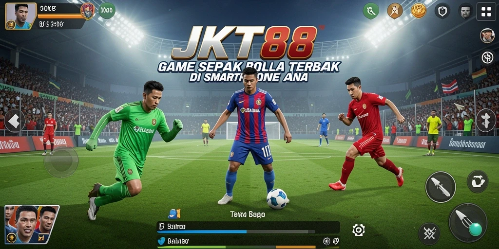 Tampilan gameplay seru dari JKT88 dengan aksi sepak bola yang mendebarkan.