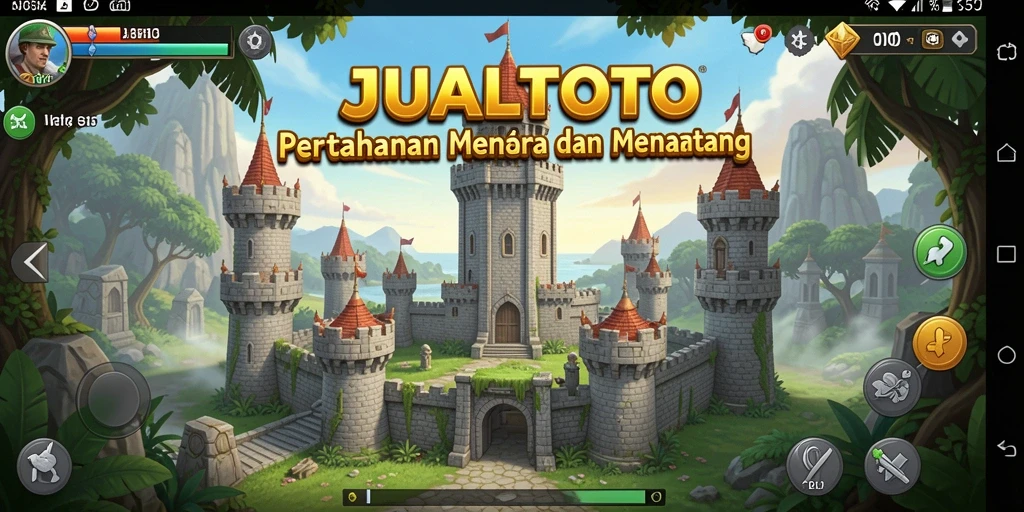 Screenshot utama JUALTOTO menampilkan aksi seru dalam Tower Defense.