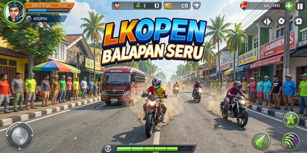 Gameplay LKOPEN yang menegangkan dengan berbagai mobil balap.