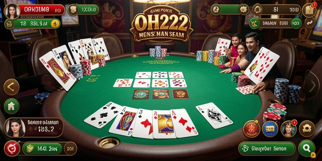 Tampilan permainan poker yang seru dan menggugah selera.