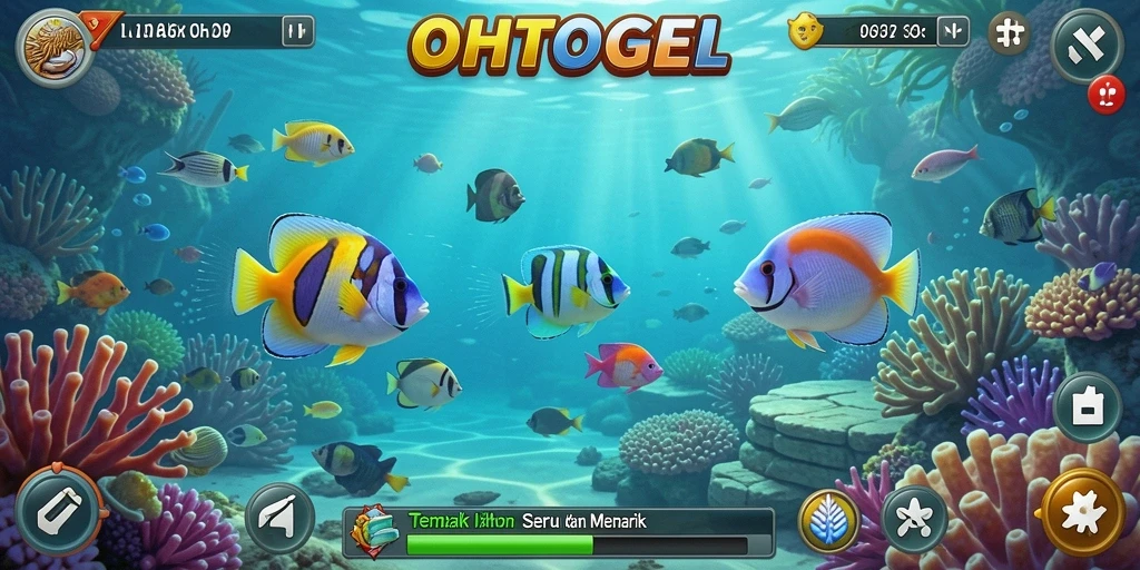 Screenshot utama OHTOGEL menampilkan aksi seru saat menembak ikan.
