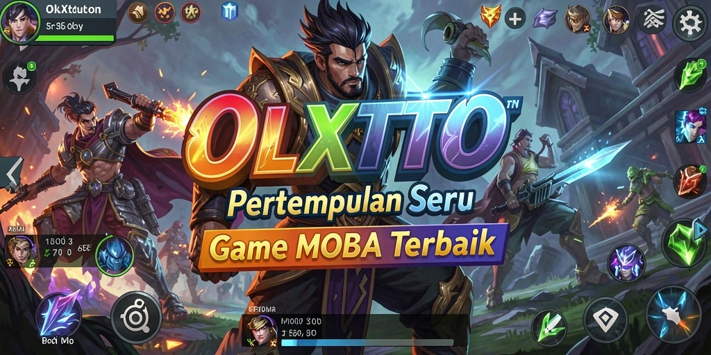 Screenshot gameplay OLXTOTO menampilkan aksi MOBA yang intens.