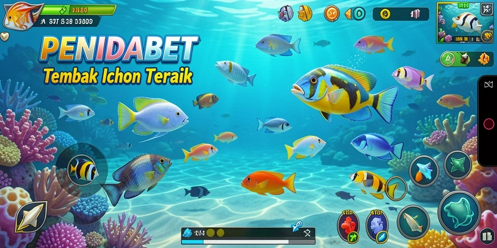 Screenshot menunjukkan aksi menembak ikan yang seru di PENIDABET.