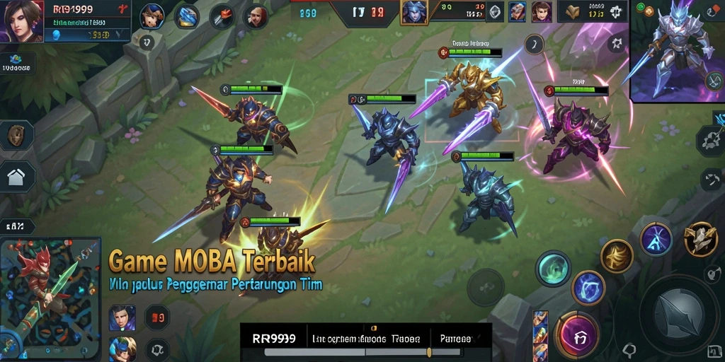 Screenshot utama gameplay MOBA yang epik dan mendebarkan.
