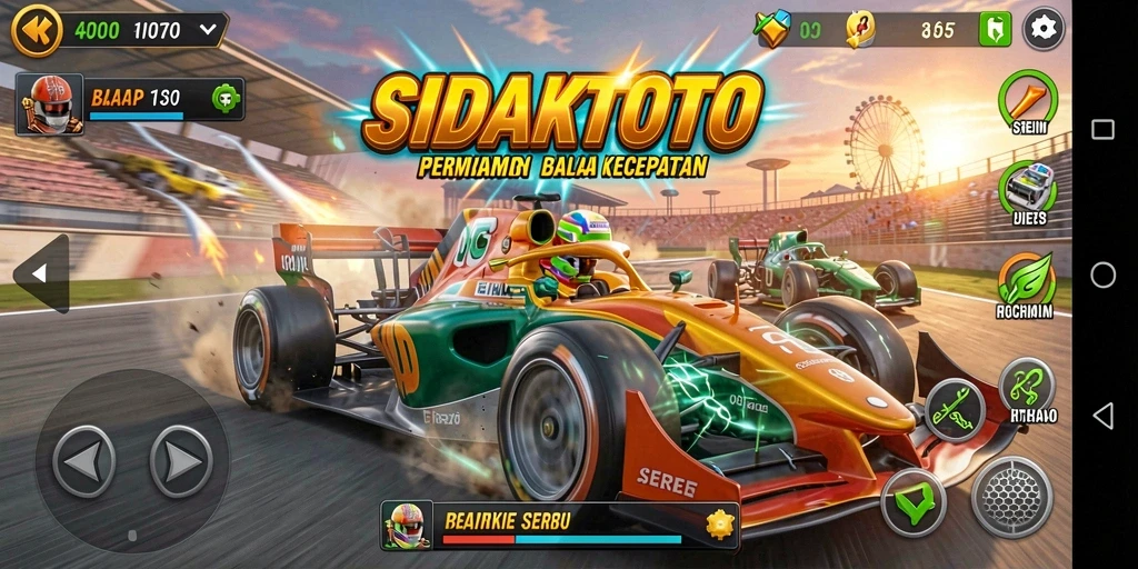Screenshot menampilkan aksi balap mendebarkan di SIDAKTOTO.