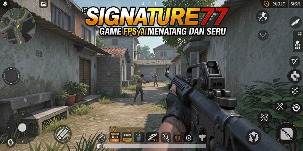 Tampilan seru gameplay <strong>SIGNATURE77</strong> dalam pertempuran FPS.