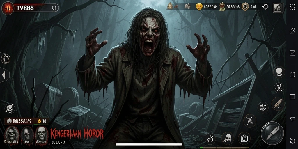 Gambaran gameplay TV888 yang mencekam dan menyeramkan.