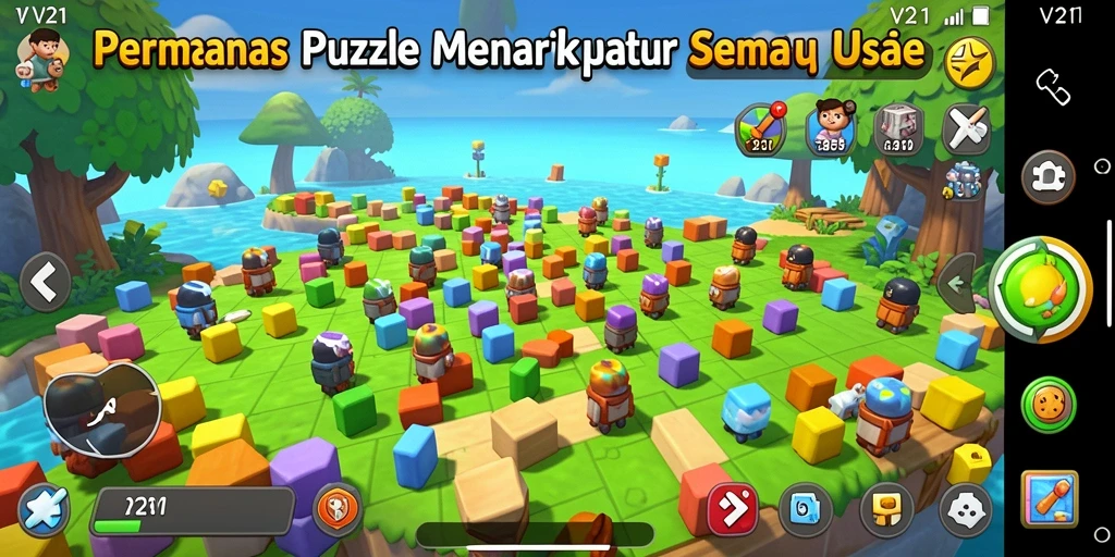 Screenshot gameplay V21 menampilkan tantangan Puzzle yang menarik.